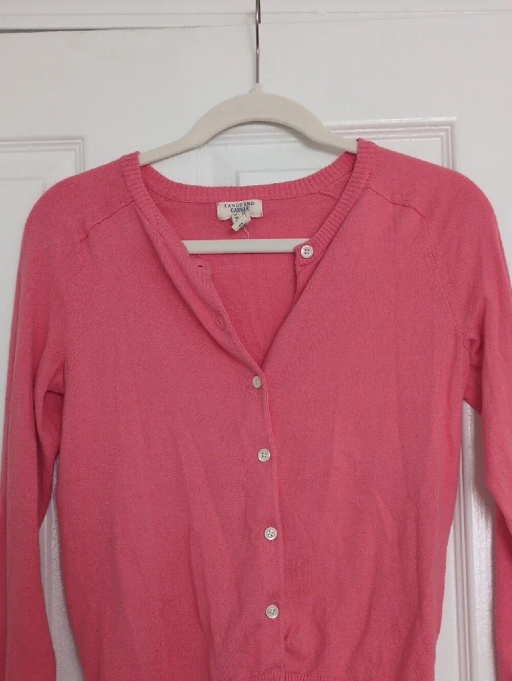 Lands' End Bright Pink Button-Up Cardigan